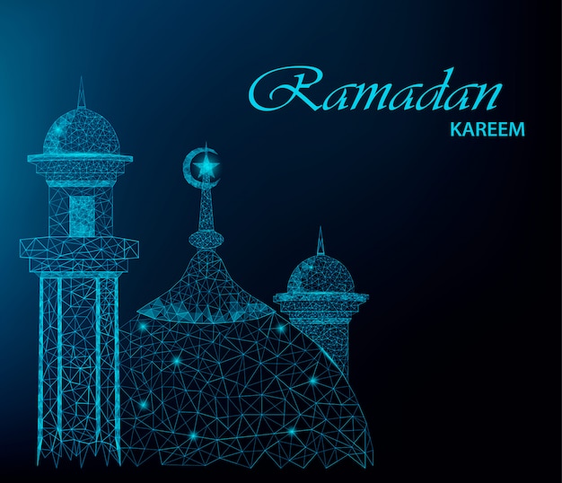 Ramadan kareem greeting card with polygonal mosque