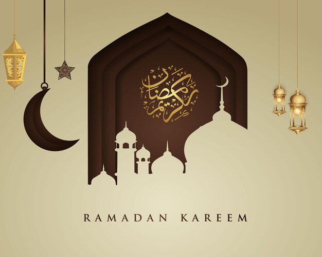 Ramadan kareem greeting design per il post sui social media design di lusso ramadan kareem