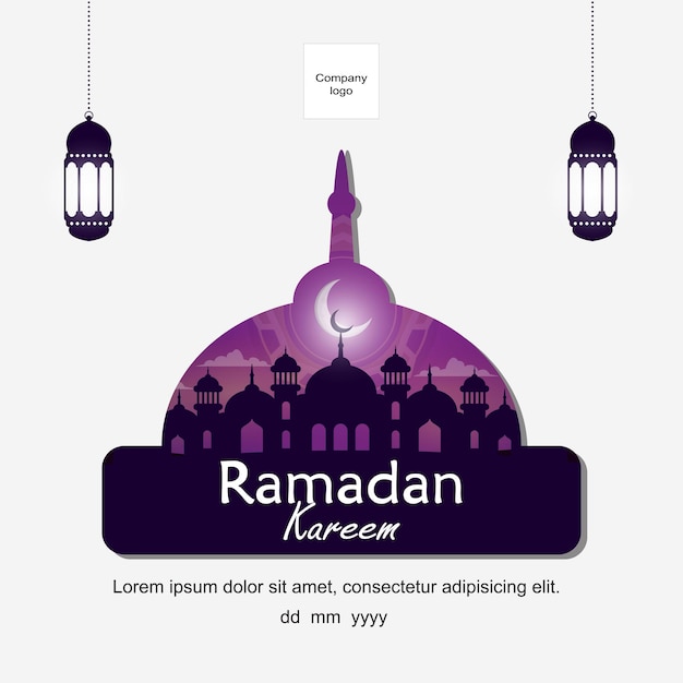 Ramadan Kareem greeting in Mosque symbol