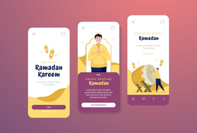 Vector ramadan kareem greeting post on onboard screen template