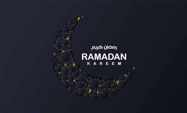 Ramadan kareem greetings design. ramadan kareem design with cutting paper moon on glitter background