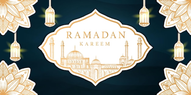 Ramadan kareem hand drawn background illustration