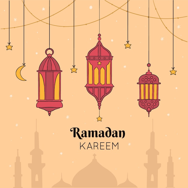 Vettore ramadan kareem disegnato a mano