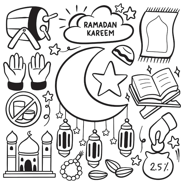 Ramadan kareem hand getrokken doodle element