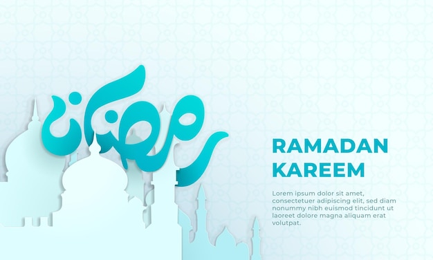 Ramadan kareem heilige maand ramadan islamitisch achtergrond papercut bannerontwerp