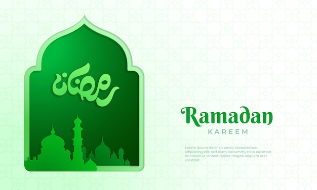 Ramadan kareem heilige maand ramadan islamitisch achtergrond papercut bannerontwerp