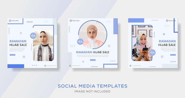 Ramadan kareem hijab banner voor mode verkoop sjabloon post