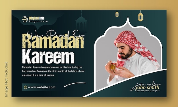 Ramadan kareem horizontal banner or social media cover template