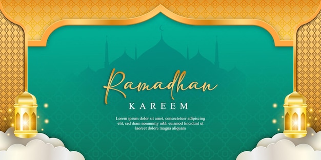 Vettore il modello di banner orizzontale di ramadan kareem.