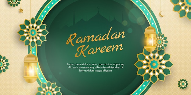 Vettore modello di banner orizzontale di ramadan kareem