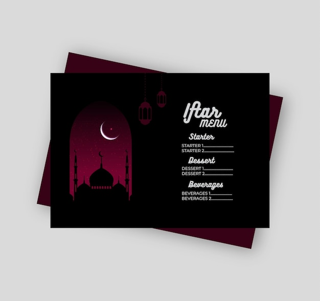 Ramadan kareem iftar illustrazione del menu del cibo