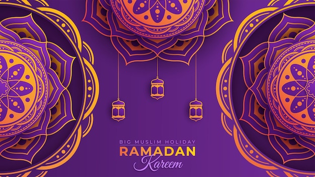 Ramadan kareem illustratie in papierstijl