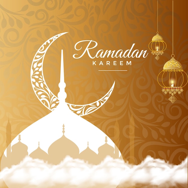 Ramadan kareem illustration arabic golden banner 2023