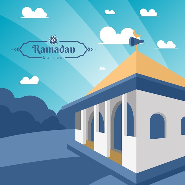 Ramadan kareem illustrazione del design della moschea indonesiana
