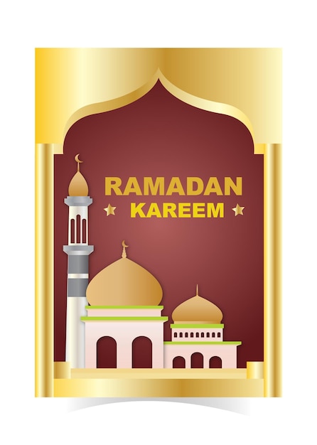 Ramadan kareem illustration in paper style background Free Vector