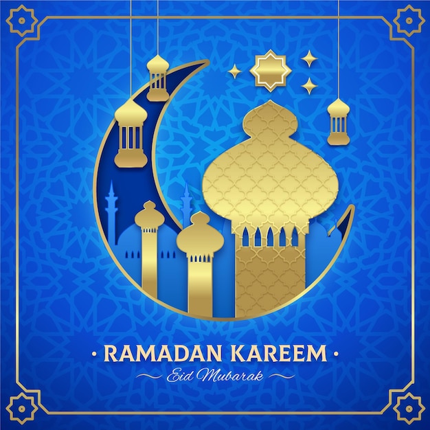 Ramadan kareem illustration in paper style