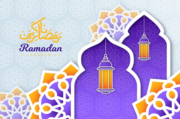 Illustrazione di ramadan kareem in stile carta