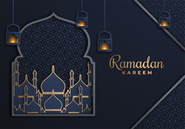 Ramadan kareem illustration in paper style