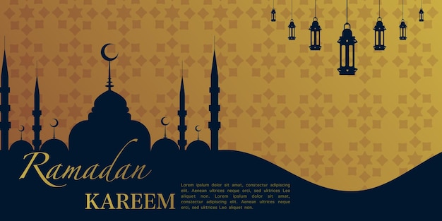 Ramadan Kareem illustration Ramadan themed illustration design with mosque stars moon and lantern