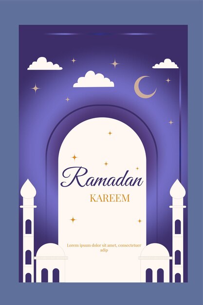 Vector ramadan kareem in gradient blauw