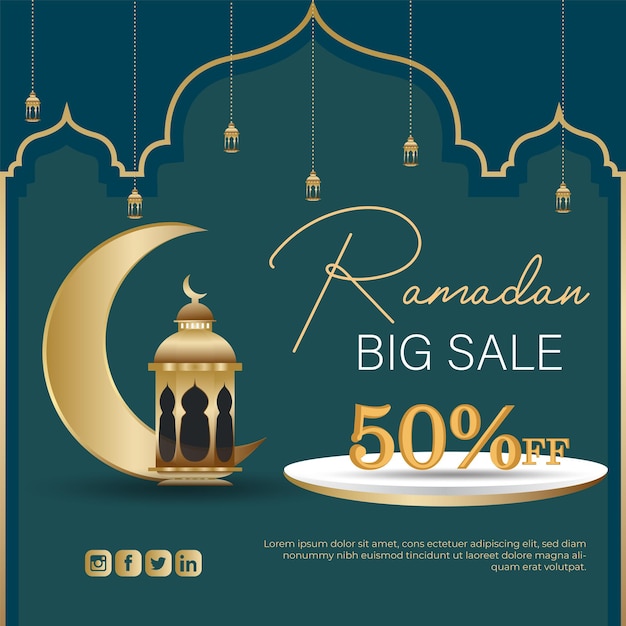 Vector ramadan kareem islamic arabic green luxury background