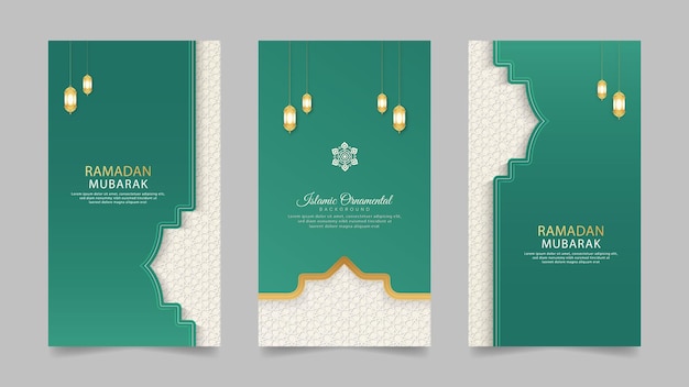 Ramadan kareem islamico arabo realistico collezione di storie sui social media template