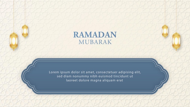 Ramadan kareem islamic arabic white background with geometric pattern and beautiful lanterns