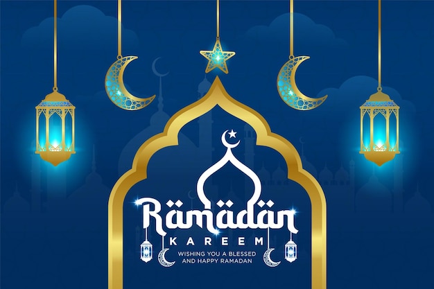 Ramadan Kareem Islamic background editable vector