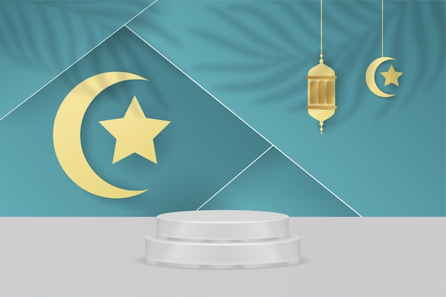 Ramadan kareem islamic background podium blue tosca