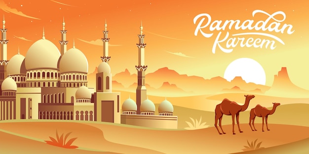 ラマダン カリーム イスラム背景ベクトル ハッピー イスラム新年ヒジュラ年ギフト券バナーやチラシの装飾のためのグラフィック デザイン