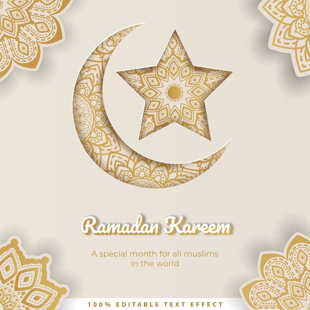 Vector ramadan kareem islamic background with gold white paper cut style