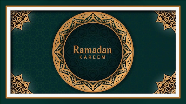 Sfondo islamico ramadan kareem con mandala e motivo dorati