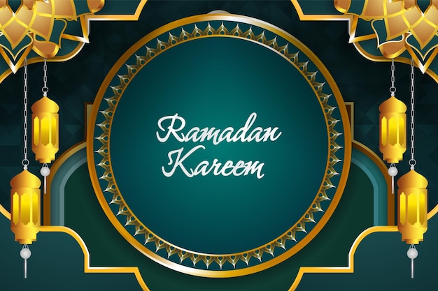 Ramadan Kareem Islamic background with green color