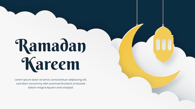 Ramadan Kareem Islamic background with paper cut out landscape design