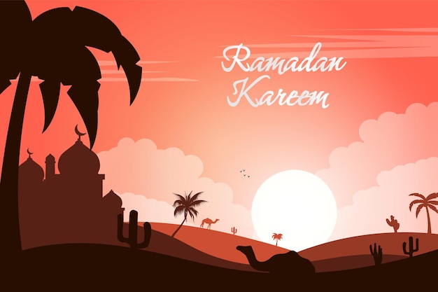 Ramadan kareem islamic background with tree