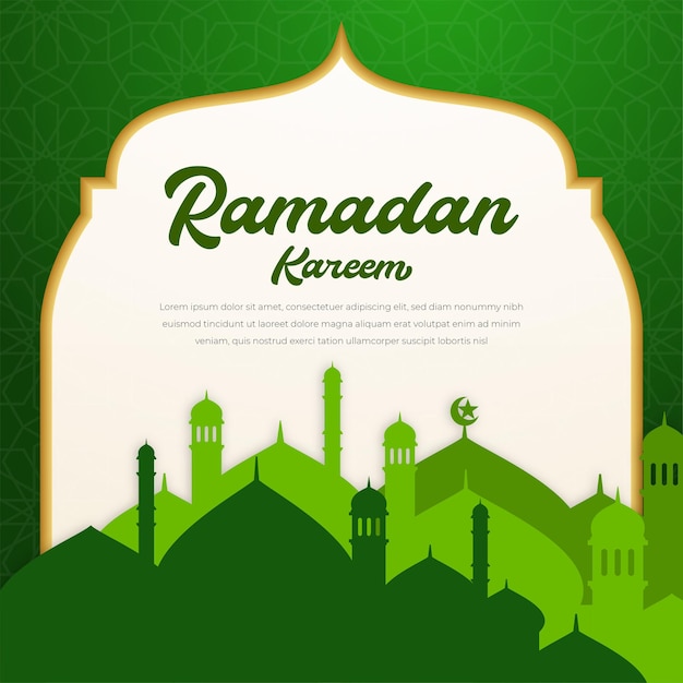 Design di banner islamico ramadan kareem con stile arabo e sfondo con motivo arabo