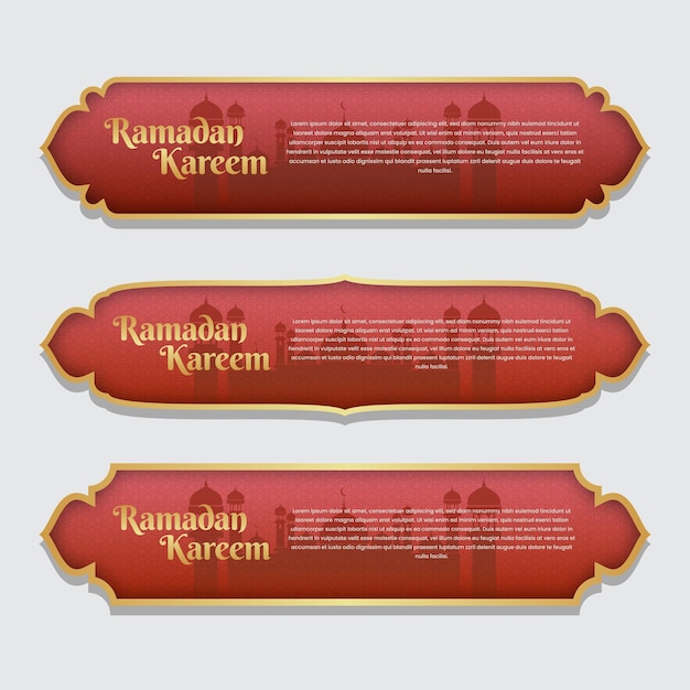 Vector ramadan kareem islamic banner label set template