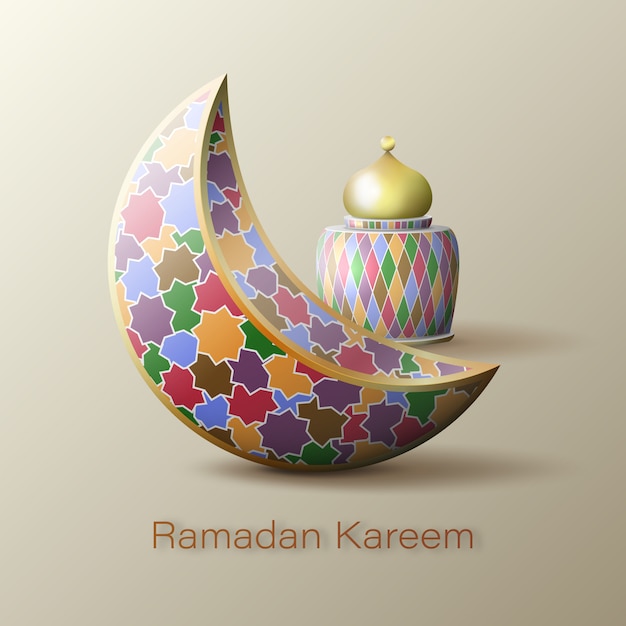 Vettore ramadan kareem islamico mezzaluna e lanterna araba.