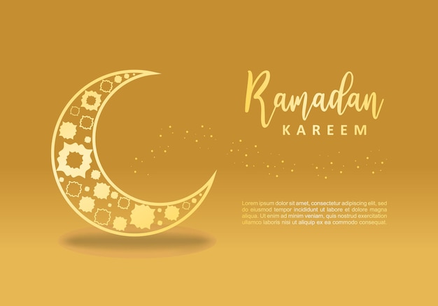 金色の背景に分離された三日月のイスラム飾りとラマダン カリーム イスラム デザイン バナー