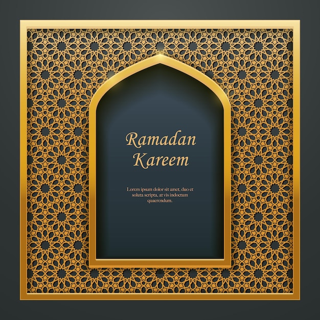 Ramadan kareem design islamico moschea porta finestra tracery, ideale per la progettazione di banner web di biglietti di auguri orientali.