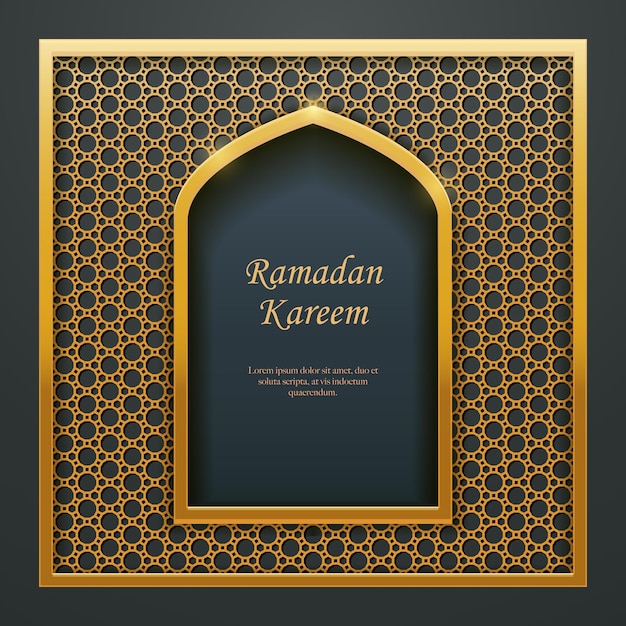 Ramadan Kareem Islamic design mosque golden door window tracery