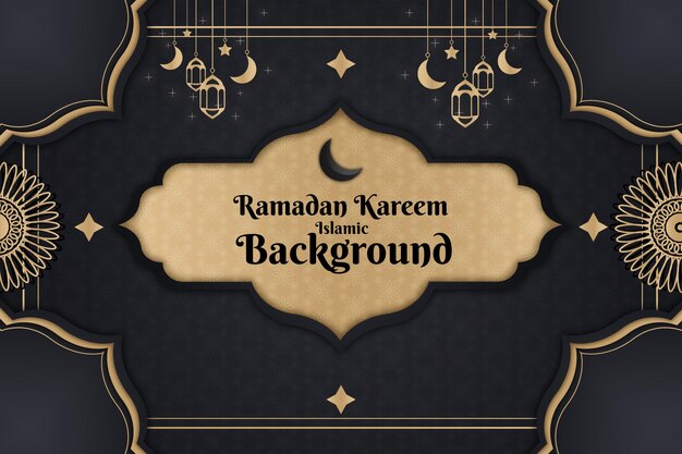 Ramadan kareem islamico elegante sfondo colore nero e oro