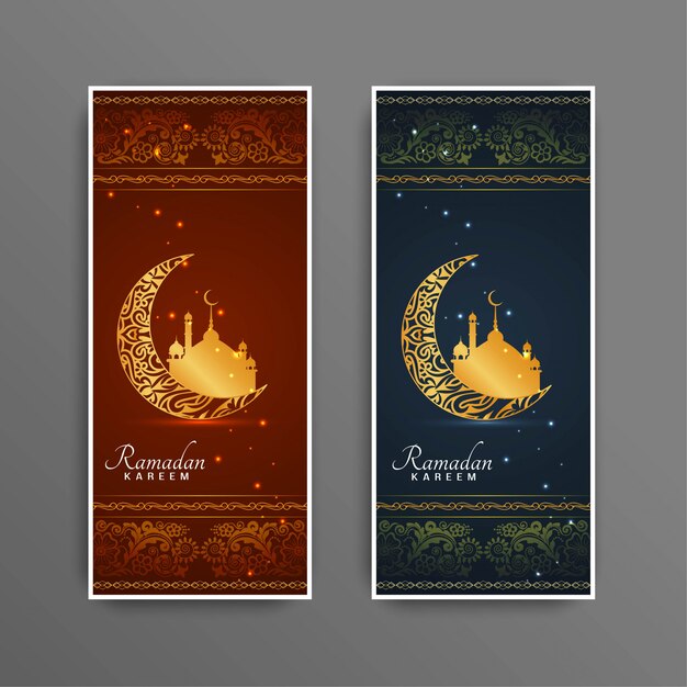 Ramadan kareem islamic festival banners set