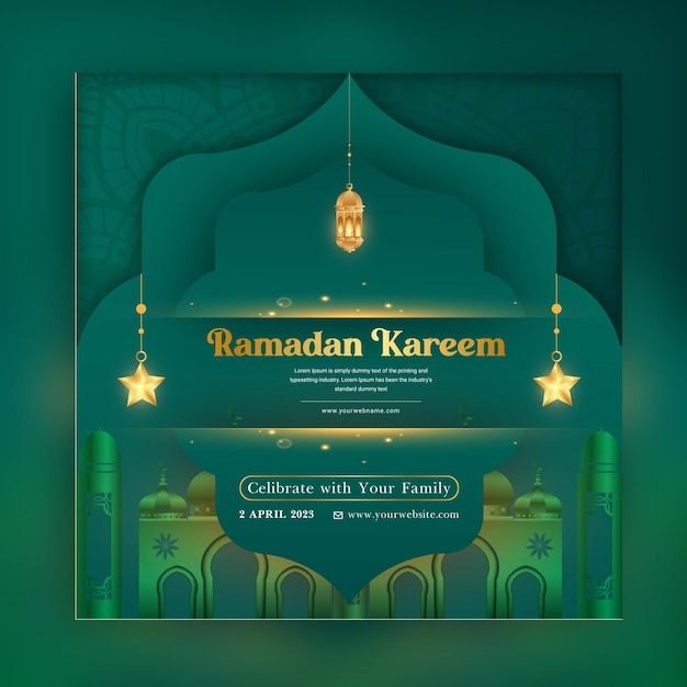 Modello di banner per social media del festival islamico di ramadan kareem