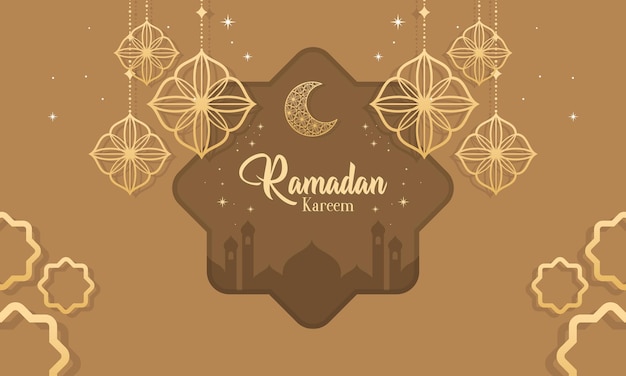 Ramadan Kareem Islamic Festival with Paper Cut Style Background