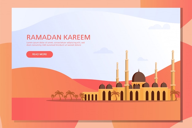 Ramadan kareem islamic flat illustration vector