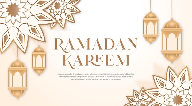 Ramadan Kareem islamic greeting banner background vector illustration template with text space ara