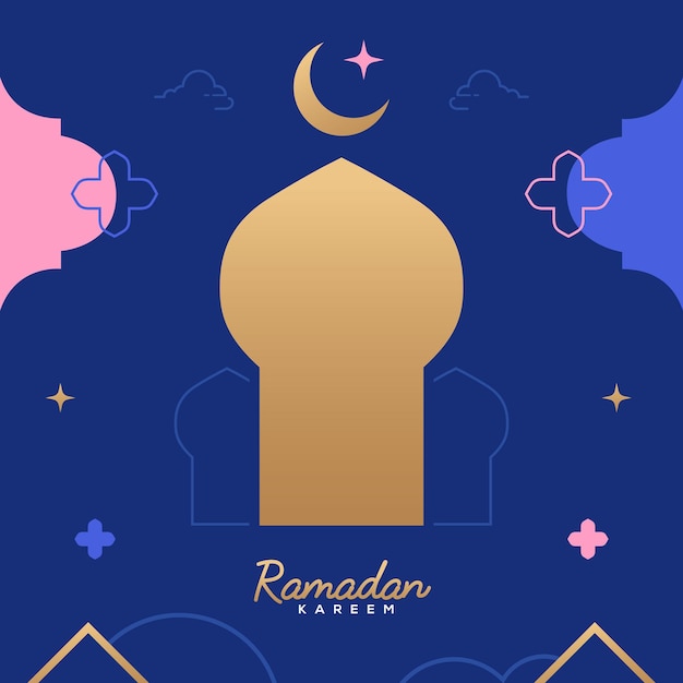 Ramadan Kareem islamic greeting banner background with arabic calligraphy