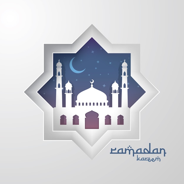 Progettazione islamica della cartolina d'auguri di ramadan kareem con 3d