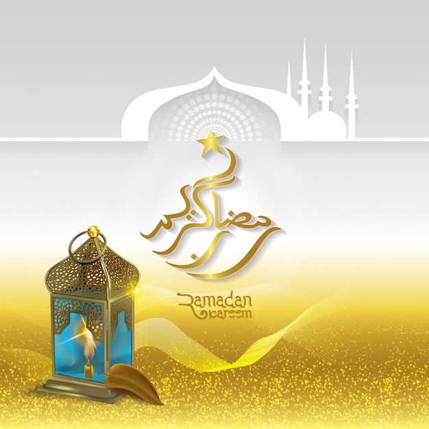 Vector ramadan kareem islamic greeting with arabic traditional lantern